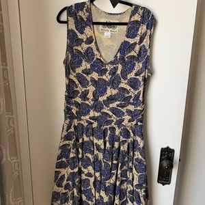 Effie’s heart purple umbrellas stretch fabric dress with full skirt + pockets XL